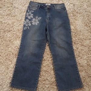 new women's floral bedazzelled mischca crop jean 6